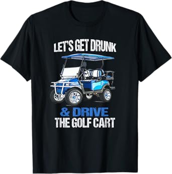 FUNNY AND FUN GOLFING Men's Golf Cart T-Shirt, Black, Small