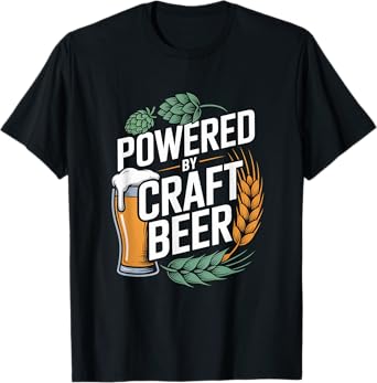Powered by Craft Beer Hops Barley Glass T-Shirt