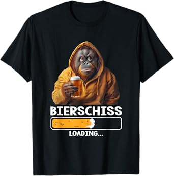 Bierschiss Loading Funny Saying Beer Party Orangutan Monkey T-Shirt