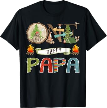 One Happy Papa Camper 1St Birthday Camping Bear T-Shirt