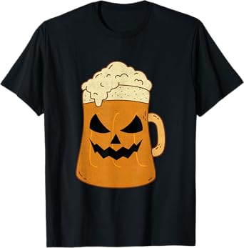 Beer Lover Pumpkin Face Happy Halloween 2024 T-Shirt