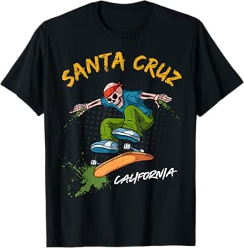 Santa-Cruz Skeleton Skateboard Beach Funny Halloween men T-Shirt