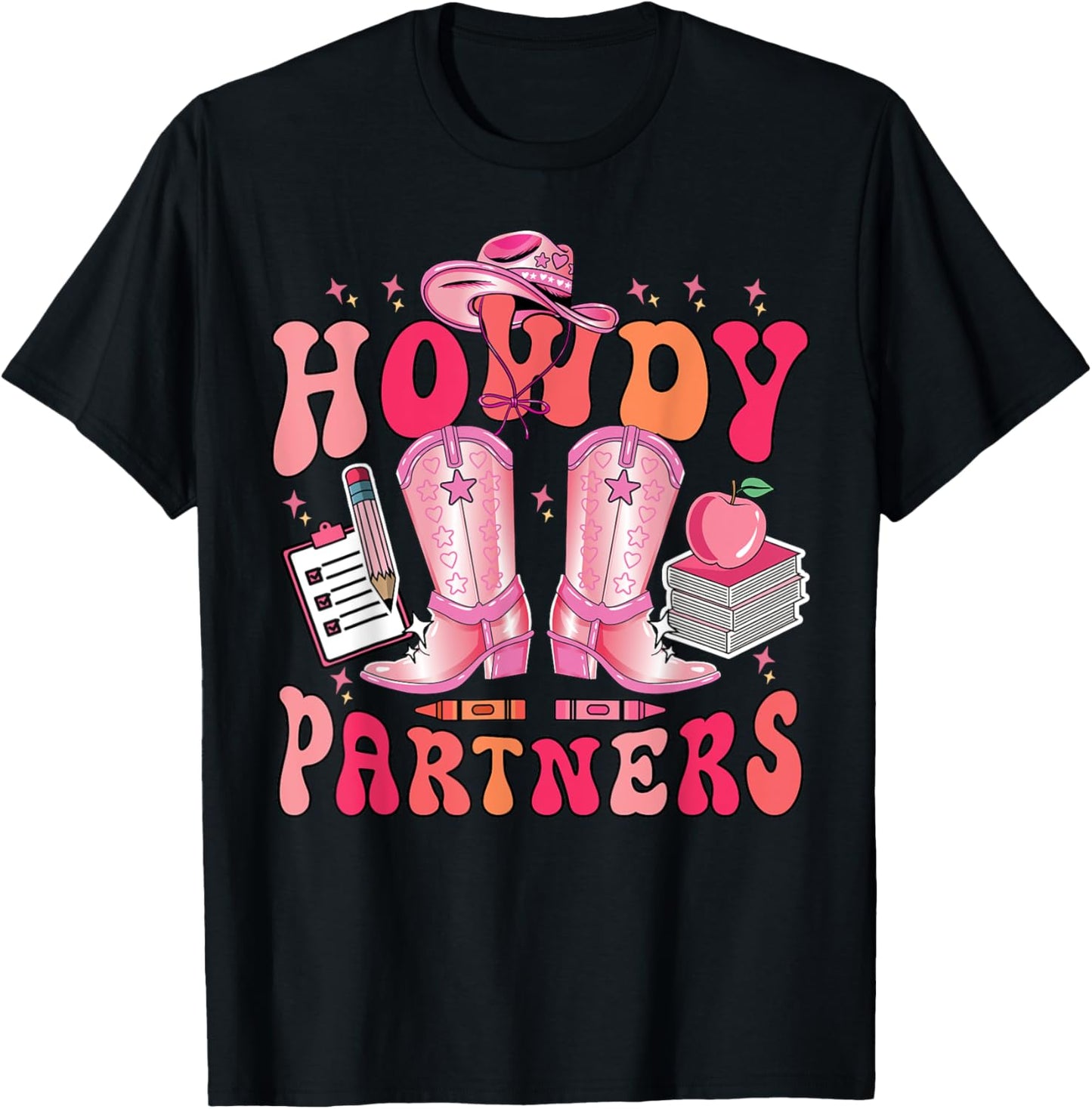 Cowgirl Teacher Howdy Partners Boots Rodeo Back To School Tee by TeeBrew