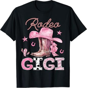 Rodeo Gigi Pink Boots Coquette CowGirl Birthday Party T-Shirt