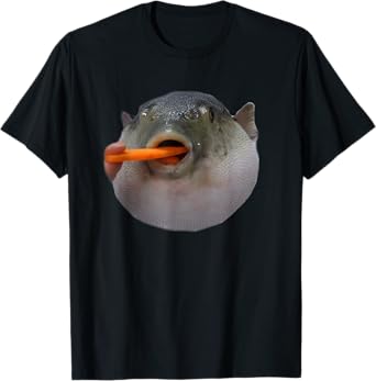 Pufferfish Eating a Carrot Meme Funny Blowfish Dank Memes T-Shirt