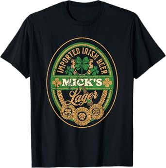 Mick's Lager Imported Irish Beer St Patricks Day Logo T-Shirt