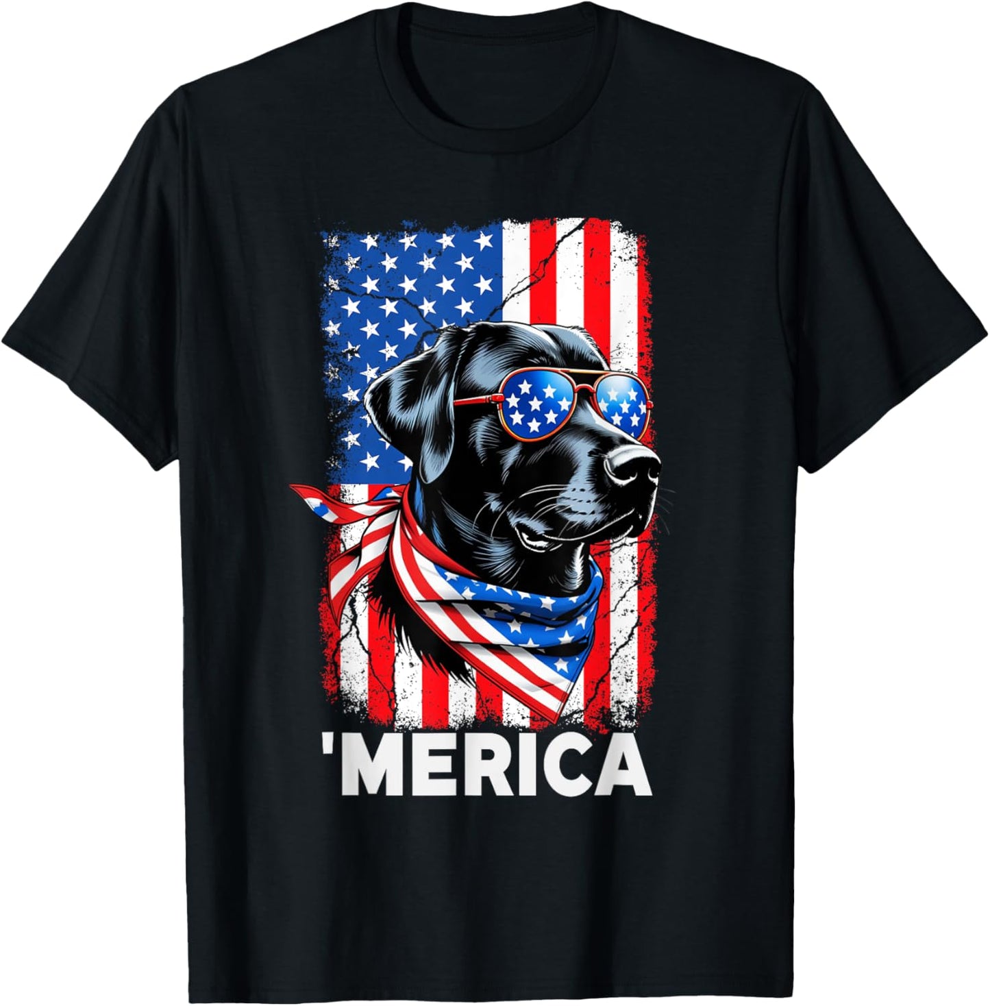 Patriotic Labrador Retriever Dog Merica 4th Of July USA Flag T-Shirt