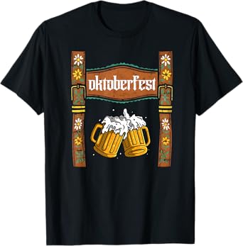 Cute Oktoberfest Lederhosen German Bavarian Men Women T-Shirt