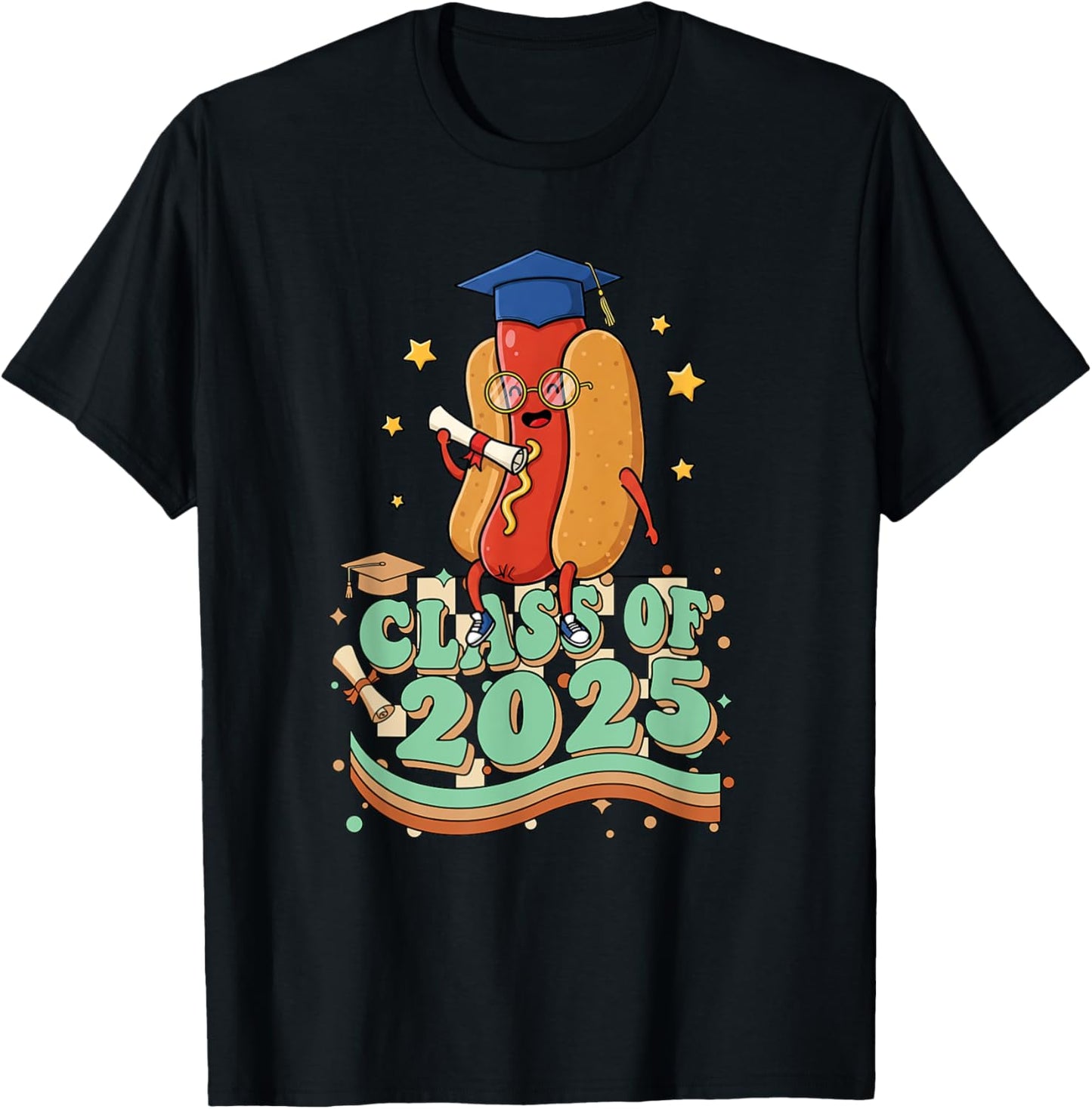 Hotdog Graduate Class Of 2025 Kids Mens Womens Graduation T-Shirt