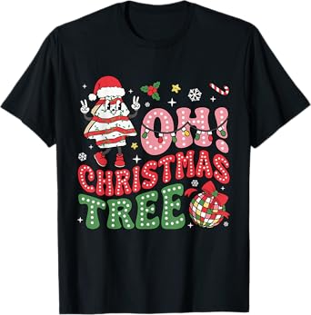 Groovy Oh Christmas Tree Cakes Funny Xmas Cake Lovers Women T-Shirt