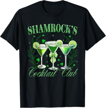 Shamrock's Cocktail Club Shenanigans Irish Party Drink Lover T-Shirt
