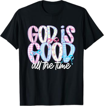 Cute Christian God Is Good All The Time Jesus Coquette Bow T-Shirt