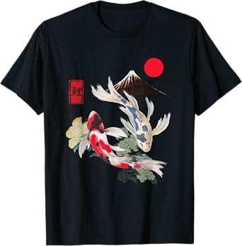 Koi Fish and Cherry Blossom Japanese Art Aesthetic Design T-Shirt