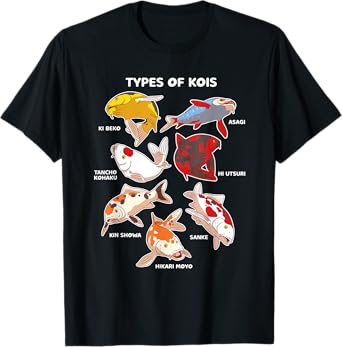 Types of Koi Fish Asagi Tancho Kohaku Hikari Moyo Sanke T-Shirt