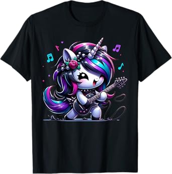 Unicorn Rock & Roll Guitar Rockin Music Guitarist Girl Women T-Shirt