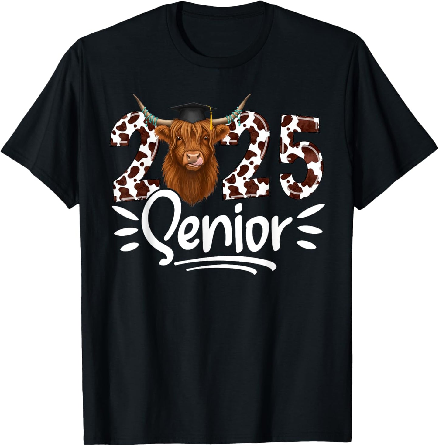 Highland Cow Senior Class of 2025 Graduation Proud Graduate T-Shirt