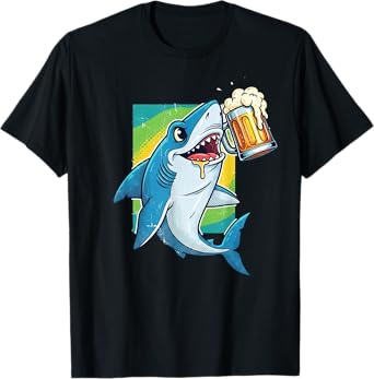 Retro Style Great White Shark Loves a Cold Beer Vintage T-Shirt