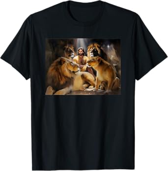 Daniel In The Lions Den Jesus And Lion Christian Bible T-Shirt