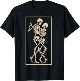 Dancing Skeleton Couple โ Romantic Gothic Halloween Design T-Shirt