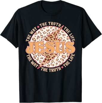 Jesus The Way Truth Retro Groovy Lightning Leopard Women Men T-Shirt