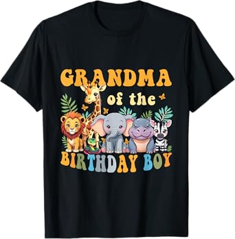 Grandma of the Birthday Boy Safari Jungle Animal Matching T-Shirt