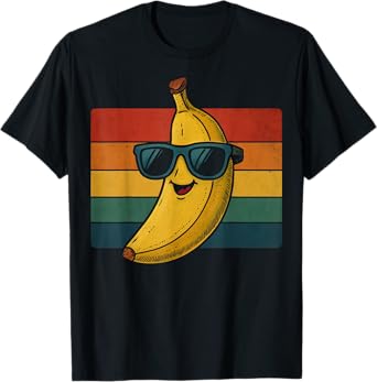 Cool Banana Gift Funny Fruit Tee with Retro Sunset Style T-Shirt