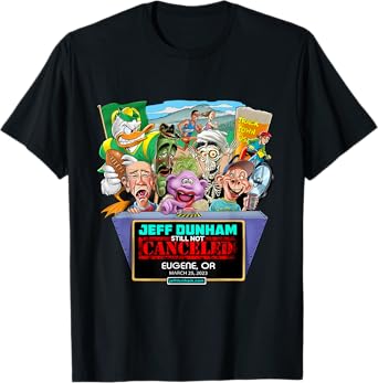 Jeff Dunham 2023 Eugene, OR Black Cotton T-Shirt - Classic Fit, Short Sleeve, Letter Print