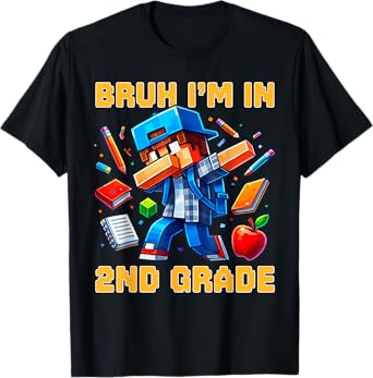 Bruh I'm in 2nd Grade Dabbing Boys Kids Gamer Back To School T-Shirt