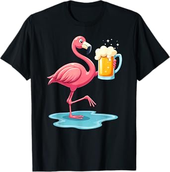 Summer Vacation Flamingo Drinking Beer T-Shirt