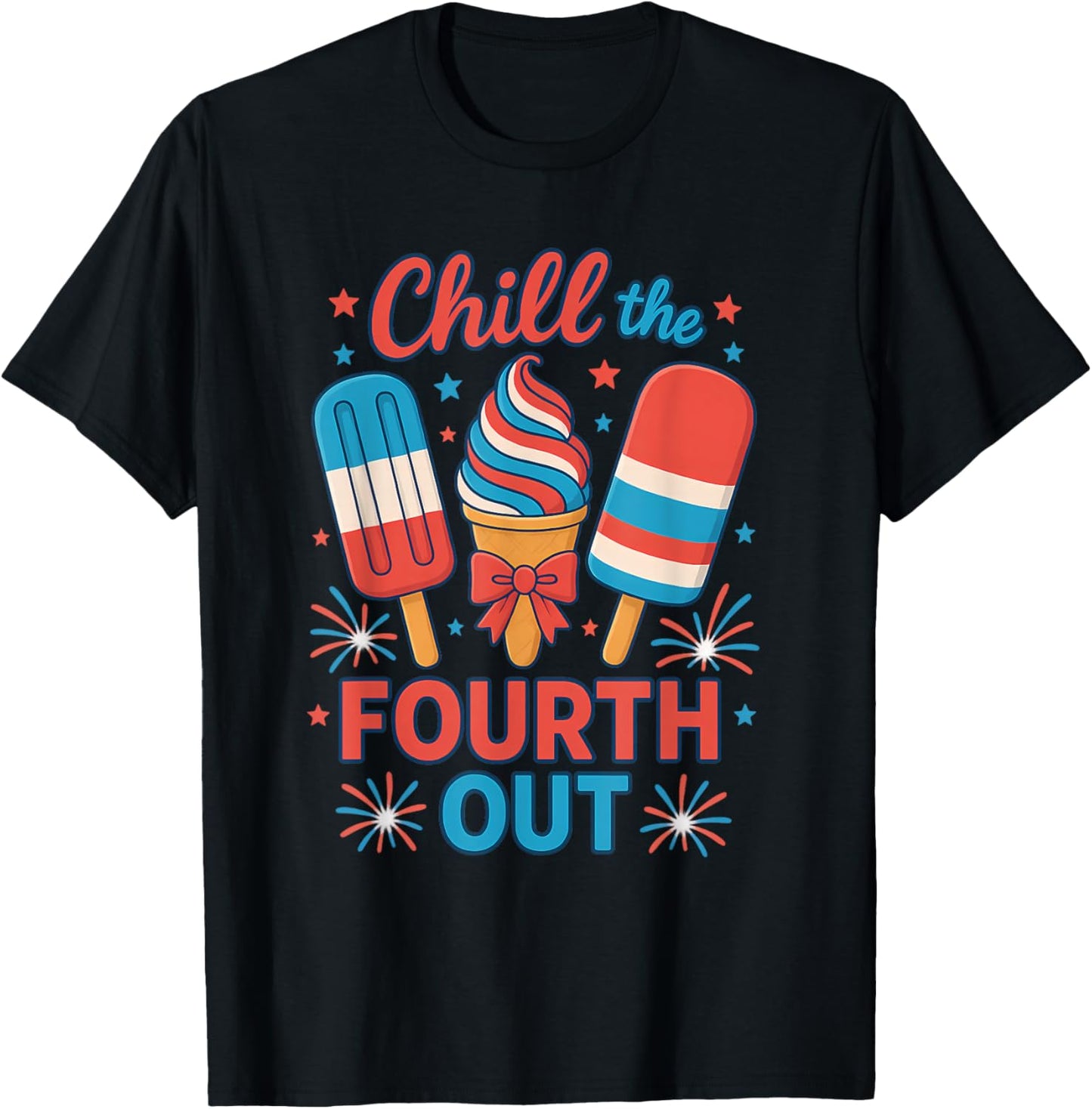 Retro Chill The 4th Out Patriotic Ice Cream July Fourth T-shirt