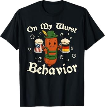 Oktoberfest On My Wurst Behavior Funny German Beer Squad T-Shirt