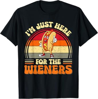 I'm Just Here For The Wieners Funny Wieners Hotdog For Kids T-Shirt
