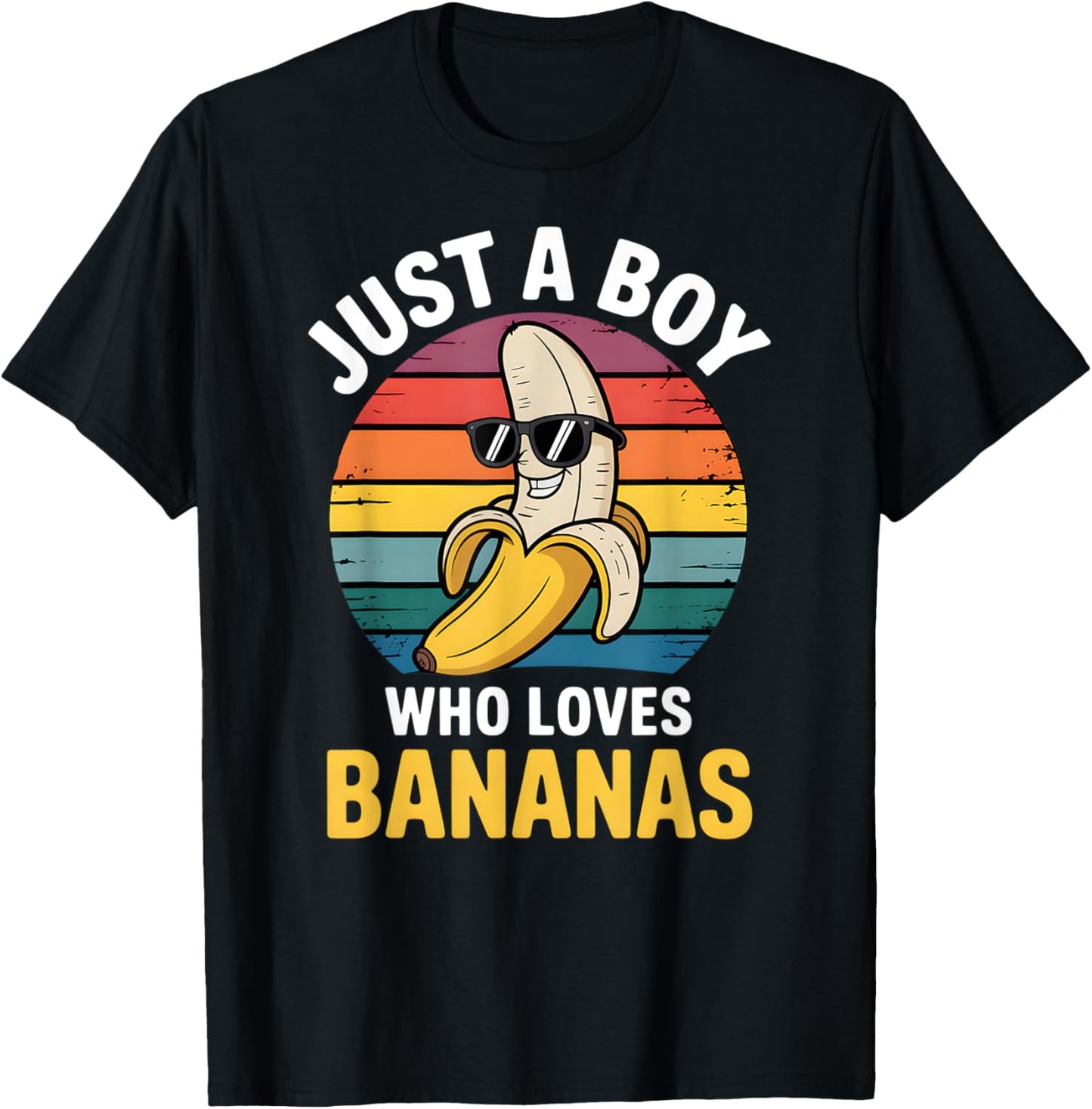 Just a Boy Who Loves Bananas Funny Graphic Tee Shirt