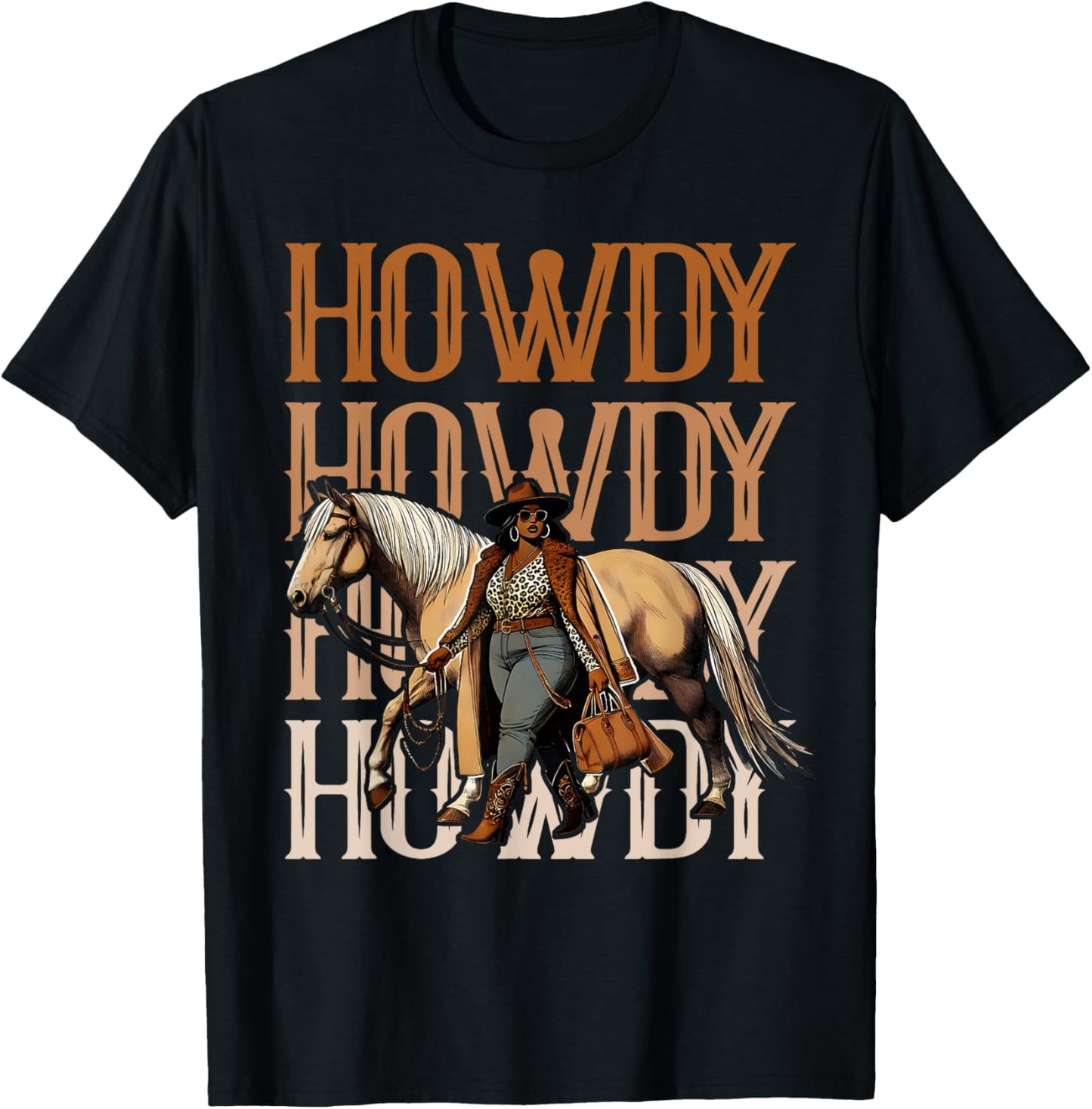 Howdy Black Cowgirl Country Western Rodeo Melanin Texas T-Shirt