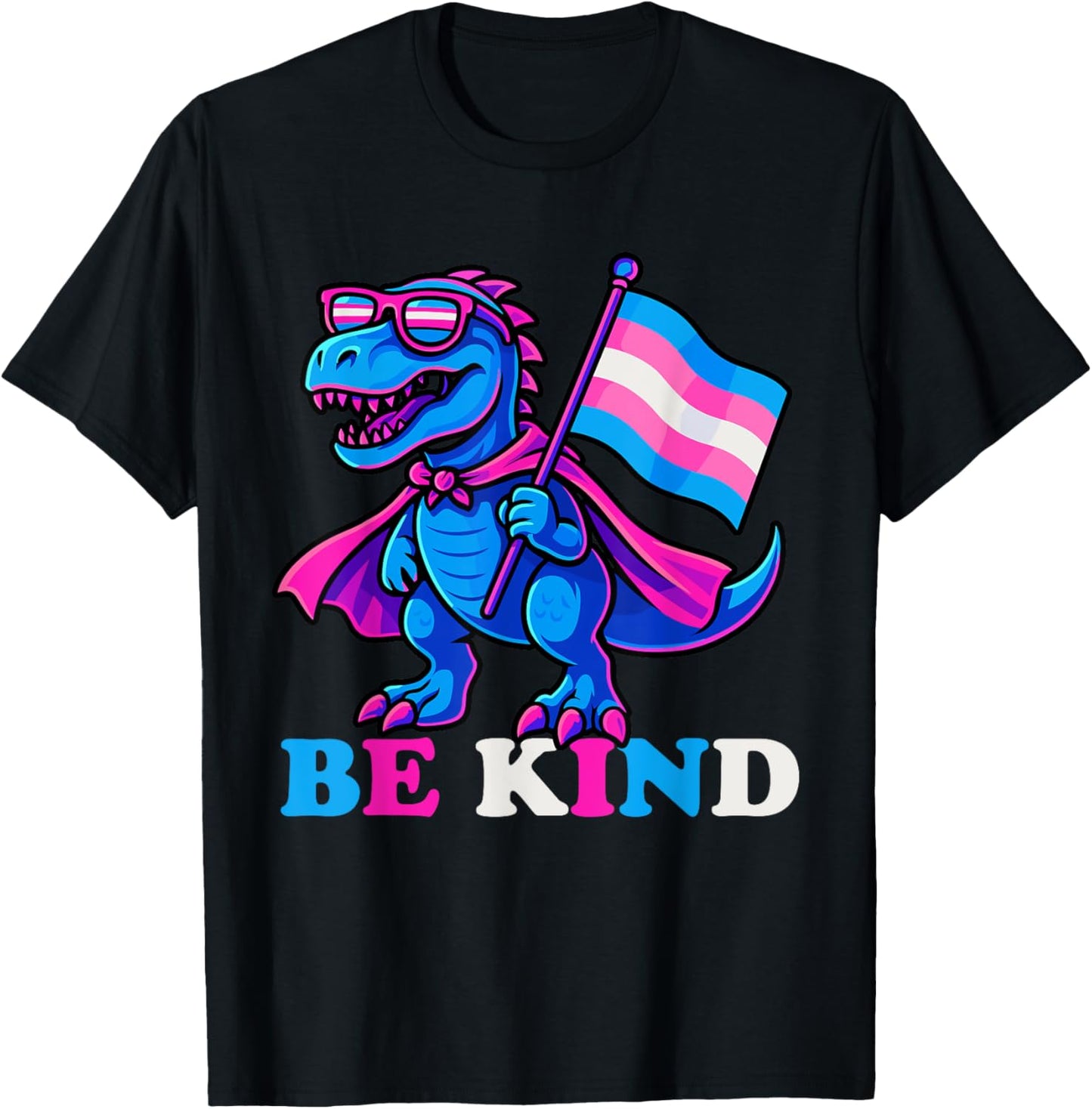 Transgender T-Rex Pride LGBTQ Trans Flag Be Kind Dinosaur T-Shirt