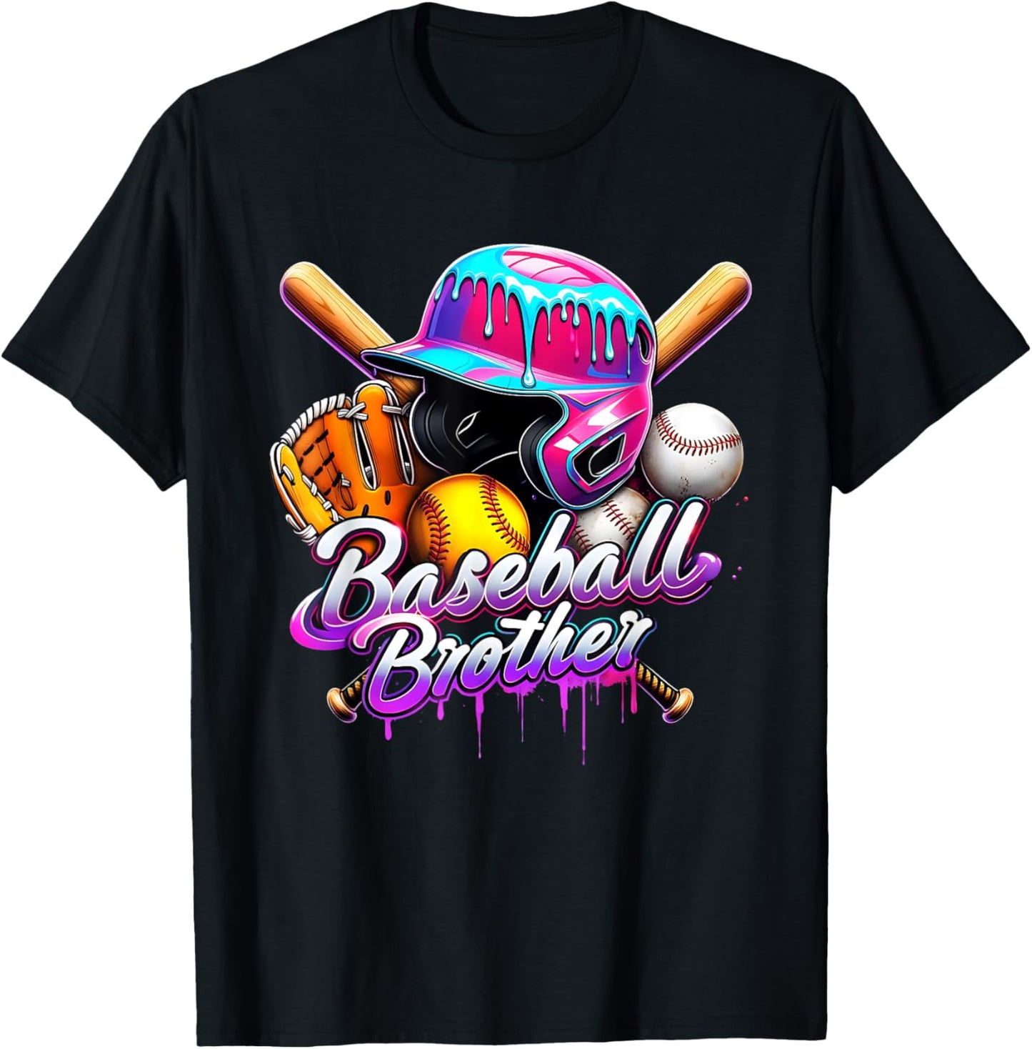 Baseball Brother Sports Fan Drip Youth Boys Baseball T-Shirt