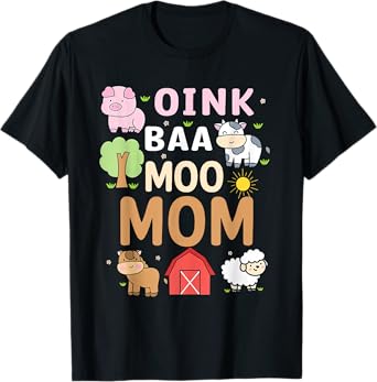 Oink Baa Moo Mom Barnyard Farm 2nd Birthday Boy Girl T-Shirt