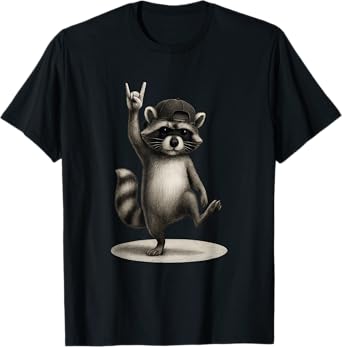 Retro Raccoon Rock Music Funny Meme Raccoon Lovers T-Shirt