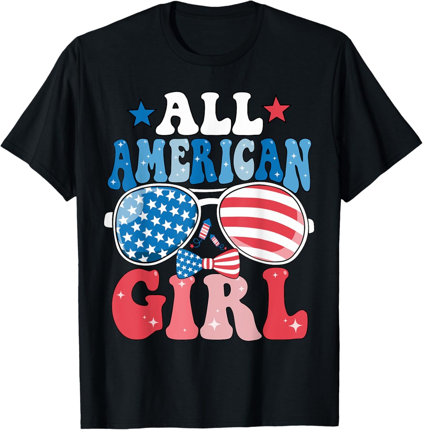 All American Girl Retro Sunglasses Usa Flag Funny 4th July T-shirt