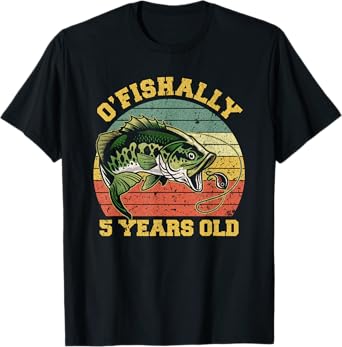 O'Fishally 5 Years Old Fishing Birthday Theme Party 5th T-Shirt
