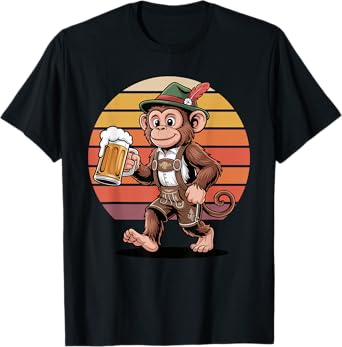 Retro Monkey Beer Drinking Monkeys T-Shirt