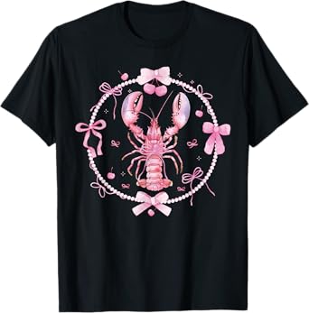 Pink Coquette Bow Cute Crawfish Clean Girl Aesthetic T-Shirt