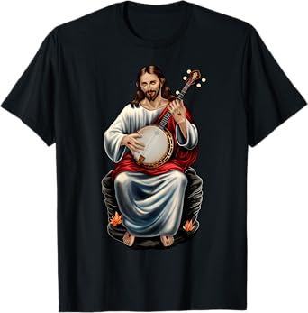 Jesus Christian Religious Playing Banjo Bluegrass T-Shirt