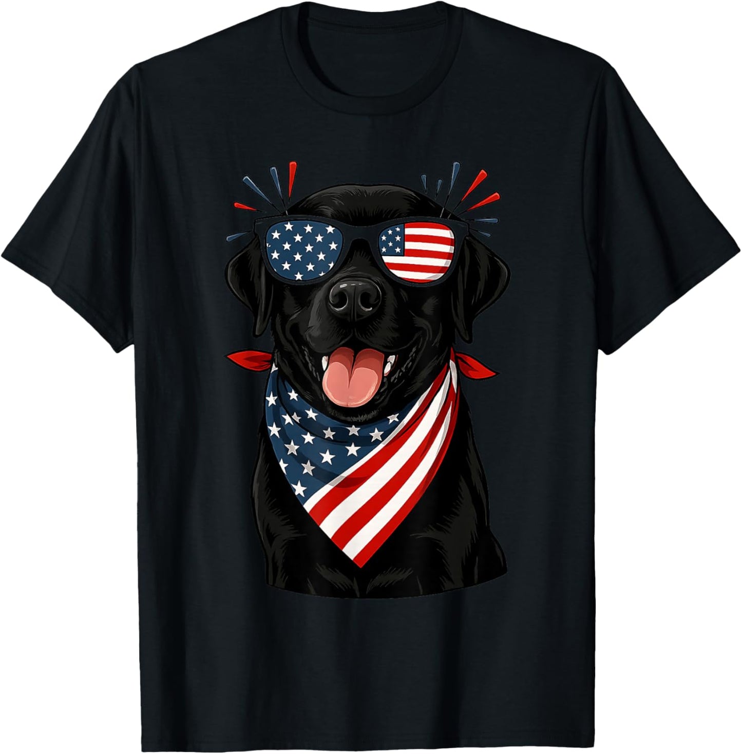 USA flag 4th Of July Patriotic American black cute lab T-Shirt