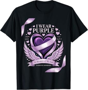 I Wear Purple In Memory Of My Son Overdose Purple Tribute T-Shirt
