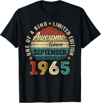 60 Year Old Vintage Born In September 1965 60th Birthday Men T-Shirt