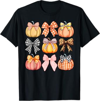 Coquette Bow Pumpkin Fall Spooky Season Halloween Costume T-Shirt