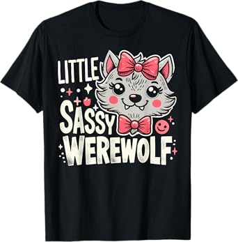 Kids Little Sassy Werewolf Halloween Costume For Girls Women T-Shirt