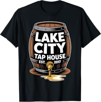 Lake City Tap House Vintage Beer Barrel Logo Drinking T-Shirt