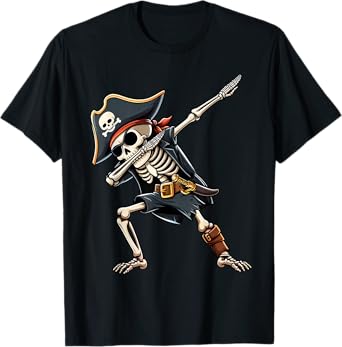 Halloween Shirts For Men Boys Kids Skeleton Pirate Halloween T-Shirt